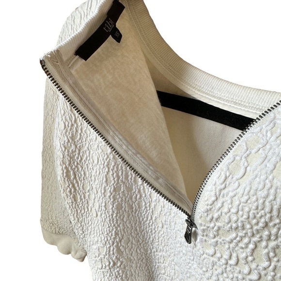 Cream Tibi Cropped Structured Top/Sweatshirt | Size XS - Picture 6 of 7